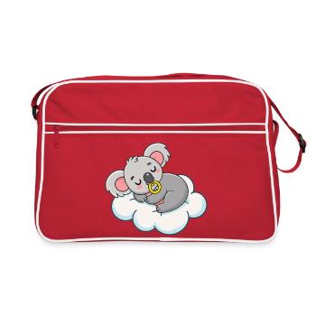 Baby Koala dreamer on pastel cloud - Retro Bag - red/white - Front