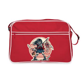 Jeune fille samouraï voyou avec drapeau en lambeaux - Sac Retro - rouge/blanc - Devant