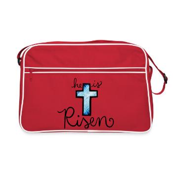 Azure Cross Brushstroke - Retro Bag - red/white - Front
