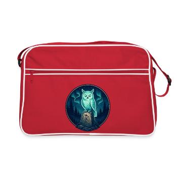 Night Forest Owl Rune Emblem - Retro Bag - red/white - Front