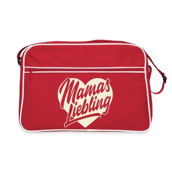Mamas Liebling Herz Schrift - Retro Tasche - Rot/Weiß - Vorne