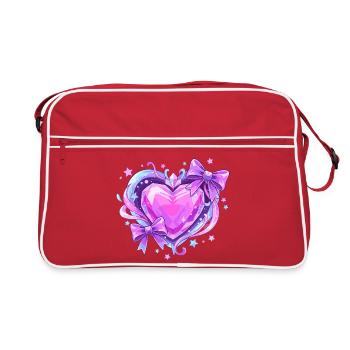 Cœur en cristal violet avec arcs - Sac Retro - rouge/blanc - Devant
