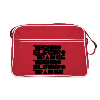Techno Electro Trance music - Retro Bag - red/white - Front