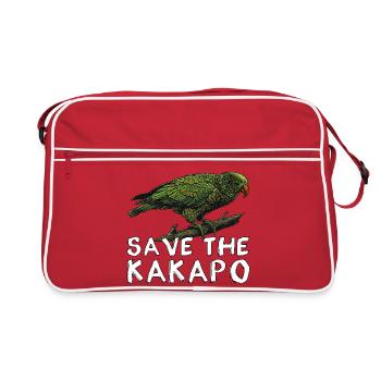 Rettet den Kakapo Neuseeland - Retro Tasche - Rot/Weiß - Vorne