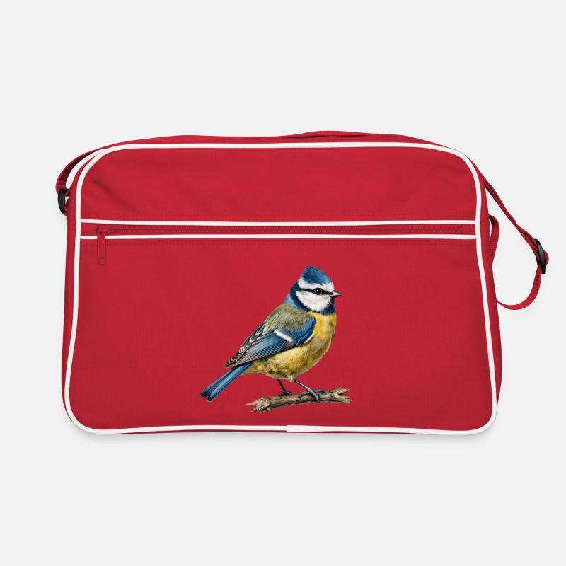 Mésange bleue sur branche Sac Retro