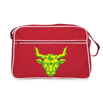 Geometric Taurus Head Yellow Green Zodiac Sign - Retro Bag - red/white - Front