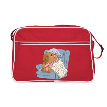 Sleepy Capybara Moonlit Blanket -Pastel Lullaby  - Retro Bag - red/white - Front