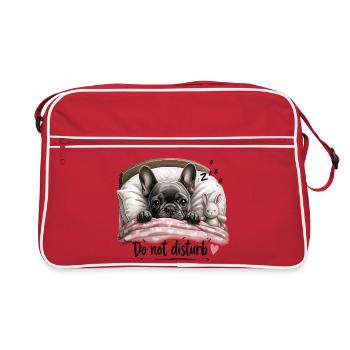 Do Not Disturb French Bulldog In Bed With - Retro Bag - red/white - Front