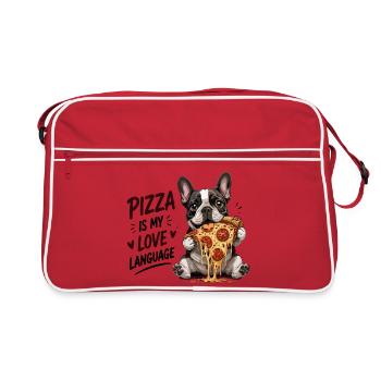 Pizza Is My Love Language French Bulldog - Retro Bag - red/white - Front