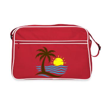 Palm Tree Beach Sea - Retro Bag - red/white - Front
