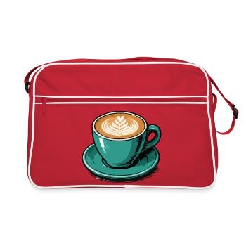 Tasse de café en latte art turquoise - Sac Retro - rouge/blanc - Devant