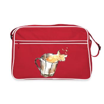 Coffee Cup Watercolor Fire Coffee Time - Retro Bag - red/white - Front