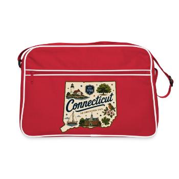 Connecticut Vintage State Souvenir Sticker - Retro Bag - red/white - Front