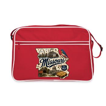 Autocollant de voyage vintage Missouri Show Me State - Sac Retro - rouge/blanc - Devant