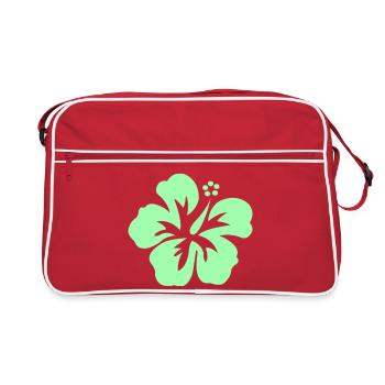 Mint Hibiskus Silhouette - Retro Tasche - Rot/Weiß - Vorne