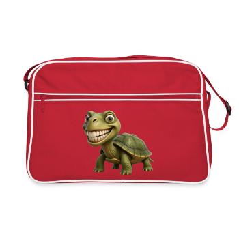 Funny Smile Turtle – Happy Shell - Retro Tasche - Rot/Weiß - Vorne