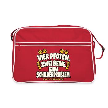 Vier Pfoten zwei Beine ein Schilderproblem - Retro Tasche - Rot/Weiß - Vorne