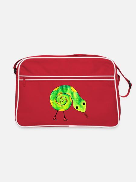 Snake on Skates - Retro Tasche - Rot/Weiß