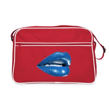     Bold Blue Lips Graphic - Retro Bag - red/white - Front