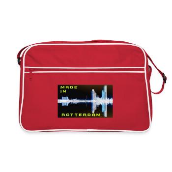 Futuristic Rotterdam Skyline Reflection - Retro Bag - red/white - Front