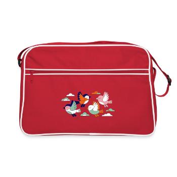Oiseaux volants en vol, Vol de volée vif - Sac Retro - rouge/blanc - Devant