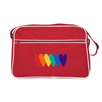 Rainbow Hearts Pattern - Retro Bag - red/white - Front