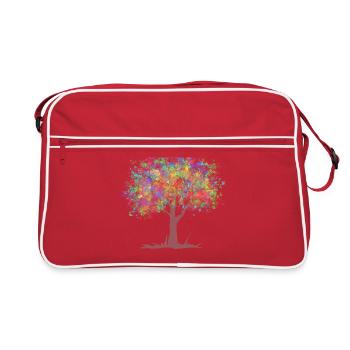 Arbre aux feuilles de couleurs arc-en-ciel - Sac Retro - rouge/blanc - Devant