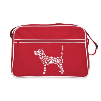 Hunde Kollage - Retro Tasche - Rot/Weiß - Vorne