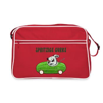 Spritzige Gurke - Spritztour - Auto - Maus - Retro Tasche - Rot/Weiß - Vorne