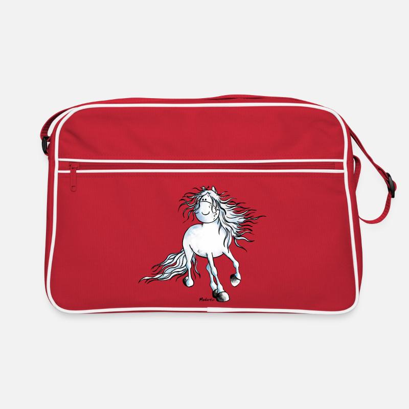 "White Beauty" - Pferd - Andalusier - Retro Tasche - Rot/Weiß