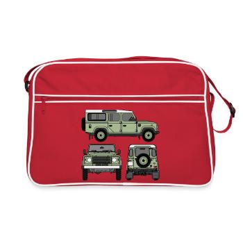Defender 110 - Côtés - Sac Retro - rouge/blanc - Devant