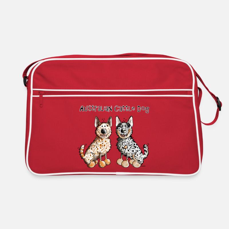 Zwei Australian Cattle Dogs - Hund - Retro Tasche - Rot/Weiß
