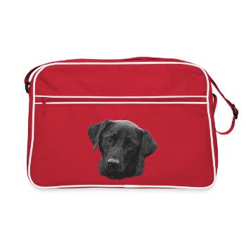 Labrador Head Canvas, Cute Dog Motif - Retro Bag - red/white - Front