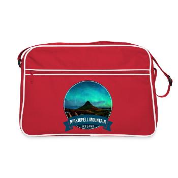 Kirkjufell Aurora Iceland - Retro Tasche - Rot/Weiß - Vorne