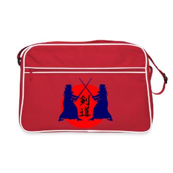 Kendo deux Kendoka en mode combat avec kend soleil rouge - Sac Retro - rouge/blanc - Devant