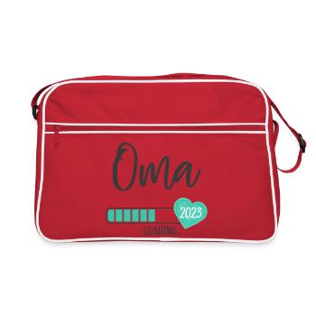 Oma Loading 2023 Herz Junge Werdende Großmutter - Retro Tasche - Rot/Weiß - Vorne