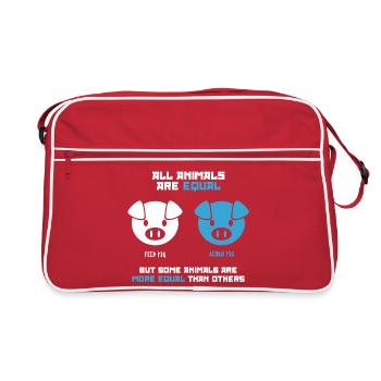 Cochon d’alimentation, Cochon gland (foncé) - Sac Retro - rouge/blanc - Devant
