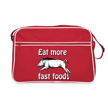 Eat more fast food - Wild boar - Retro Bag - red/white - Front