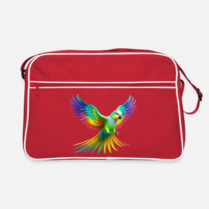Perruche arc-en-ciel (02) - Sac Retro - rouge/blanc