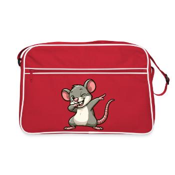 Rat and Mouse Dabbing Cartoon - Retro Bag - red/white - Front