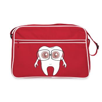Une adorable dent portant des lunettes - Sac Retro - rouge/blanc - Devant