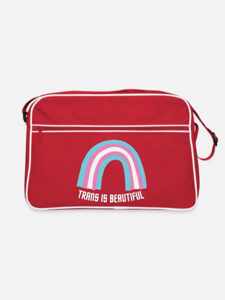 Trans ist wunderschön - Retro Tasche - Rot/Weiß - Vorne