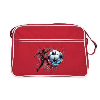 dynamic soccer player playing soccer - Retro Bag - red/white - Front