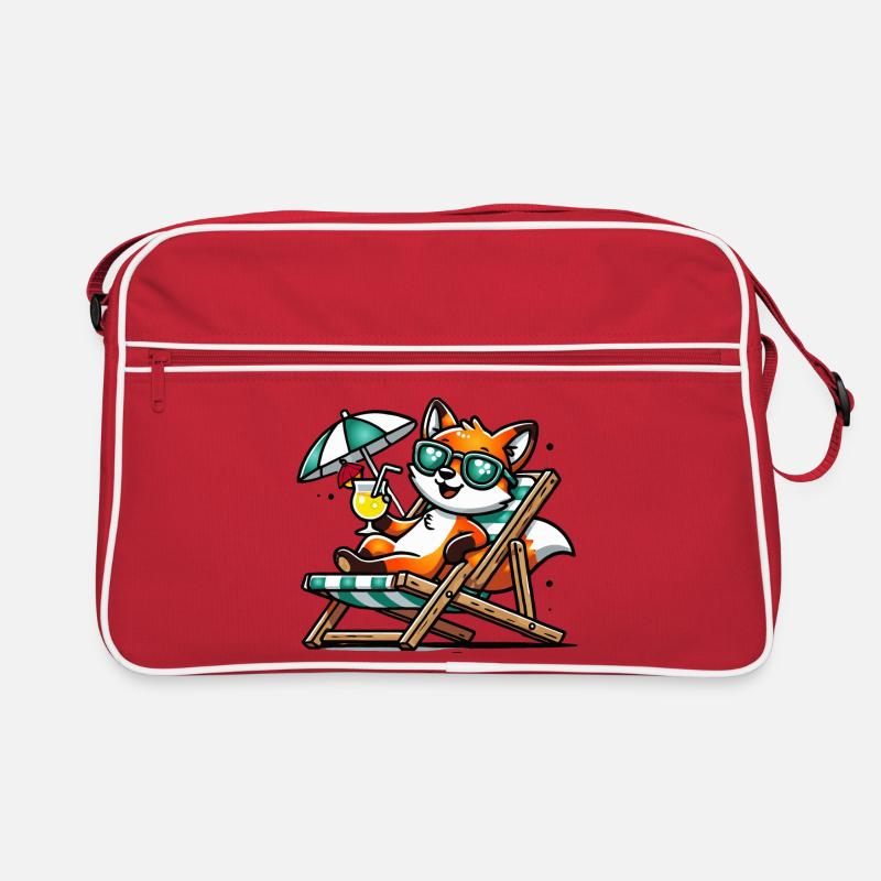Cheerful cartoon fox on the beach on a lounger Retro Bag