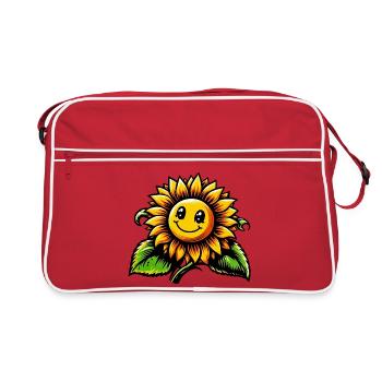Sonnenblume - Retro Tasche - Rot/Weiß - Vorne