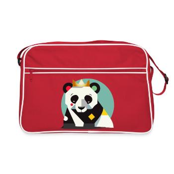 Geometric Panda with Crown – Stylish Animal Print - Retro Bag - red/white - Front