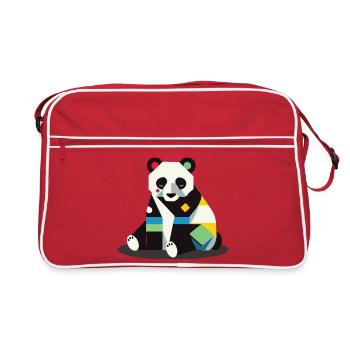 Geometric Panda – Minimalist and Cute - Retro Bag - red/white - Front