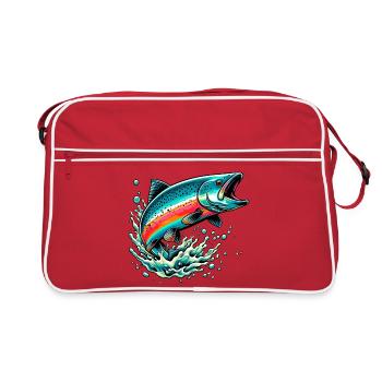 Lachs - Retro Tasche - Rot/Weiß - Vorne