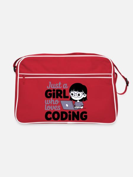 Just a Girl Who Loves Coding - Retro Bag - red/white - Front
