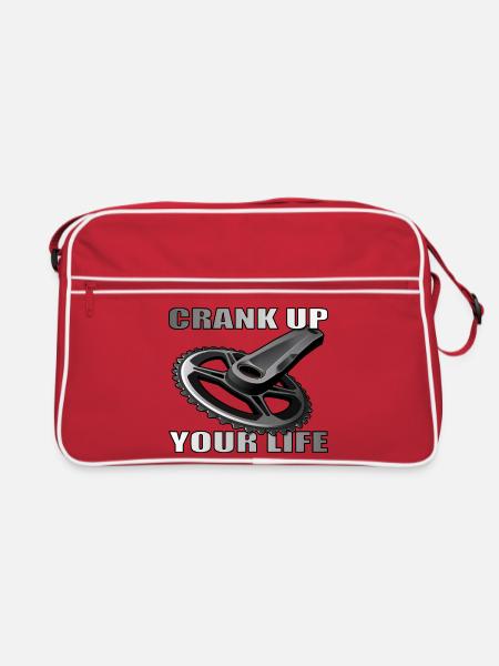 Crank Up Your Life design for bike lovers - Retro Bag - red/white - Front